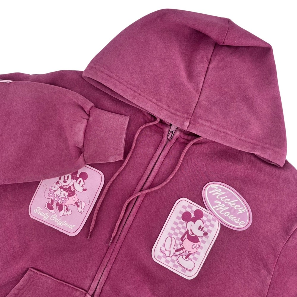 Disney Mickey and Friends Full Zip Hoodie Women's Small Red Patches NEW